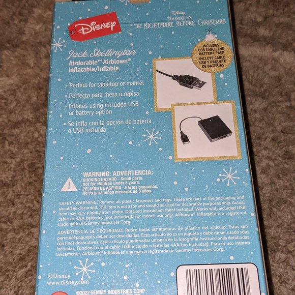 Santa Jack Skellington Inflatable 22” Pre-Lit LED *NEW* Holiday Fun! - Picture 2 of 3